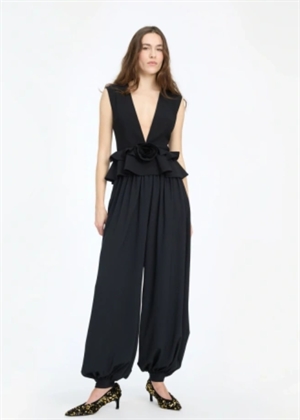 Fleuri v-neck flower top Sort ROTATE
